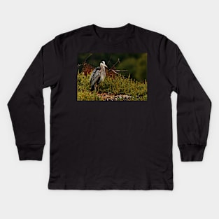 Relaxing Great Blue Heron Kids Long Sleeve T-Shirt